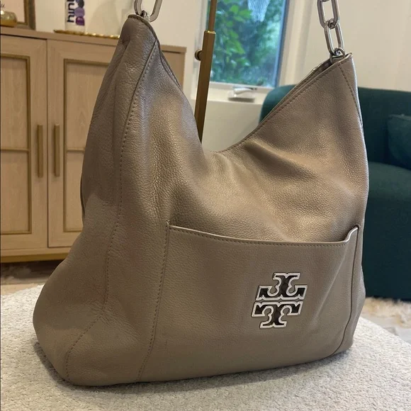 Tory Burch Taupe Leather Hobo Bag - Picture 2 of 7